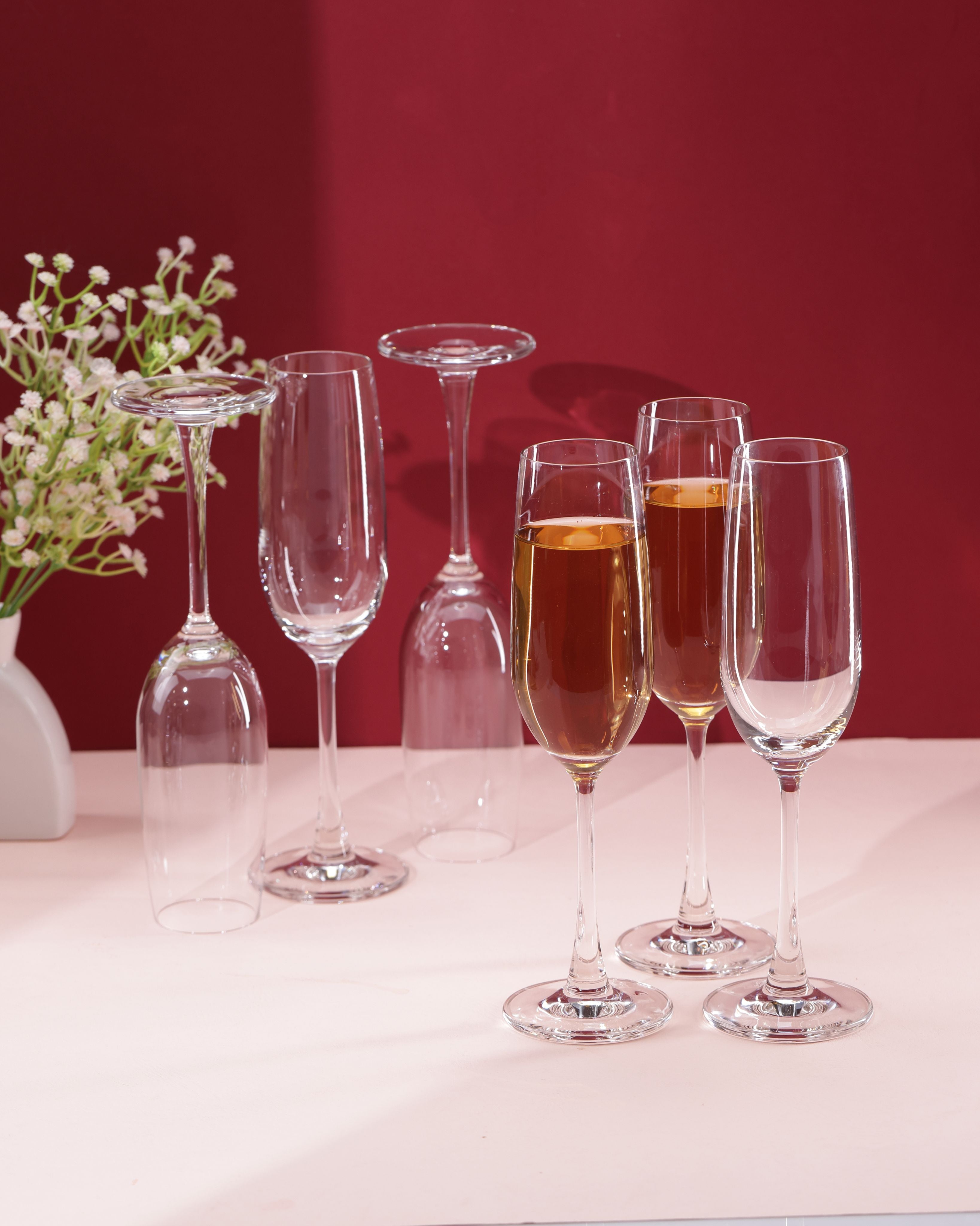 Madison Flute Champagne Glasses, 210ml, Set of 6