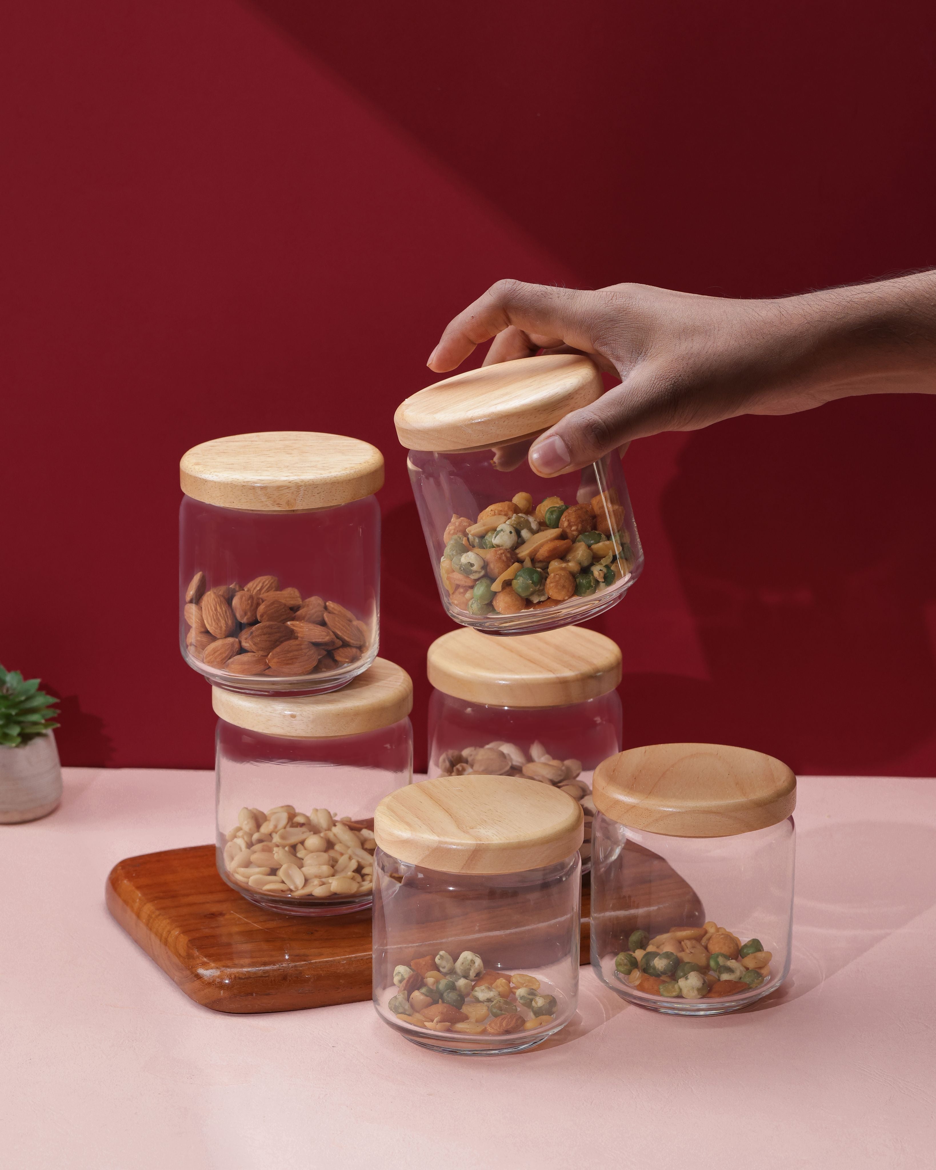 Pop Jars - Wooden Lid, 500ml, Set of 6