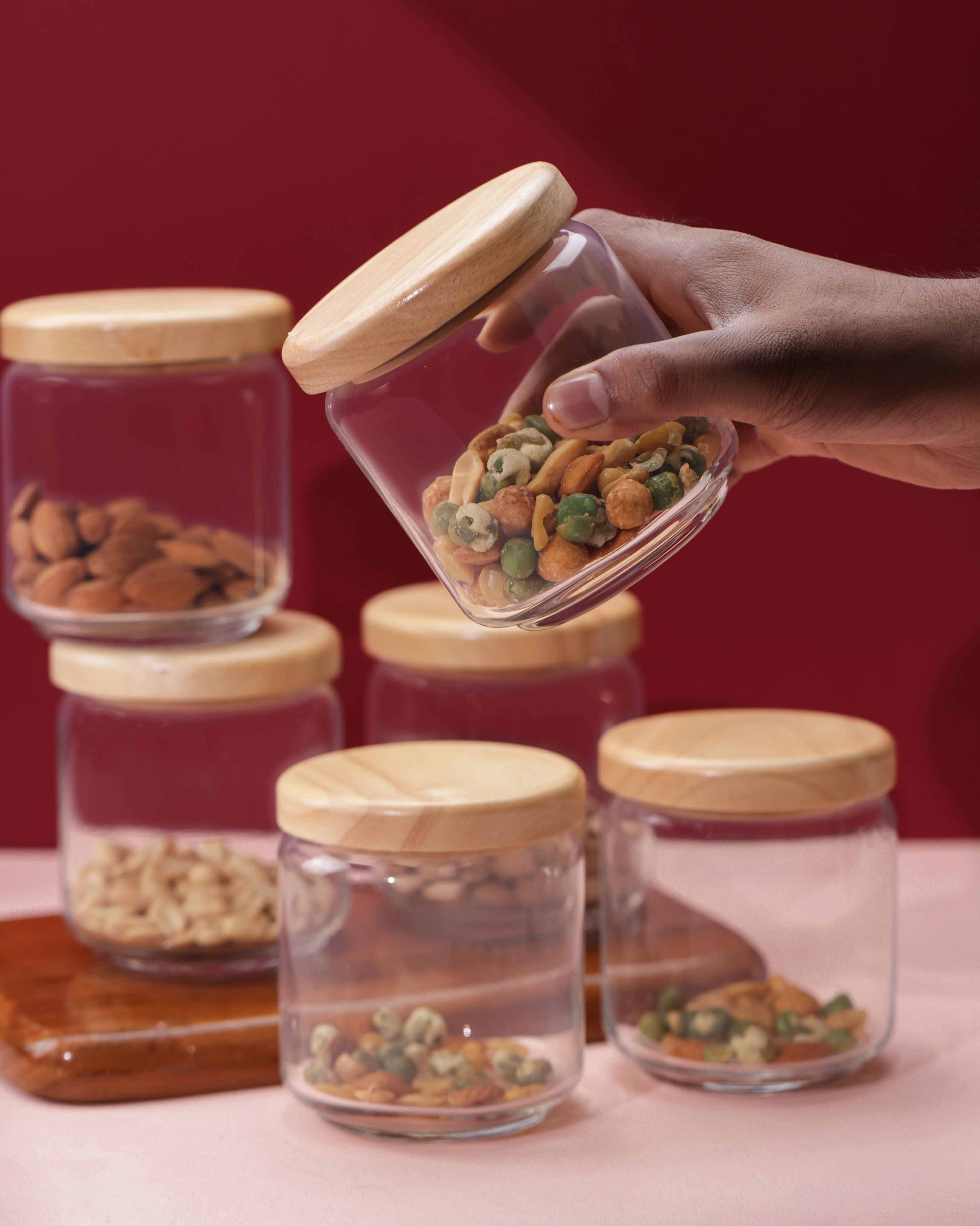 Pop Jars - Wooden Lid, 500ml, Set of 6