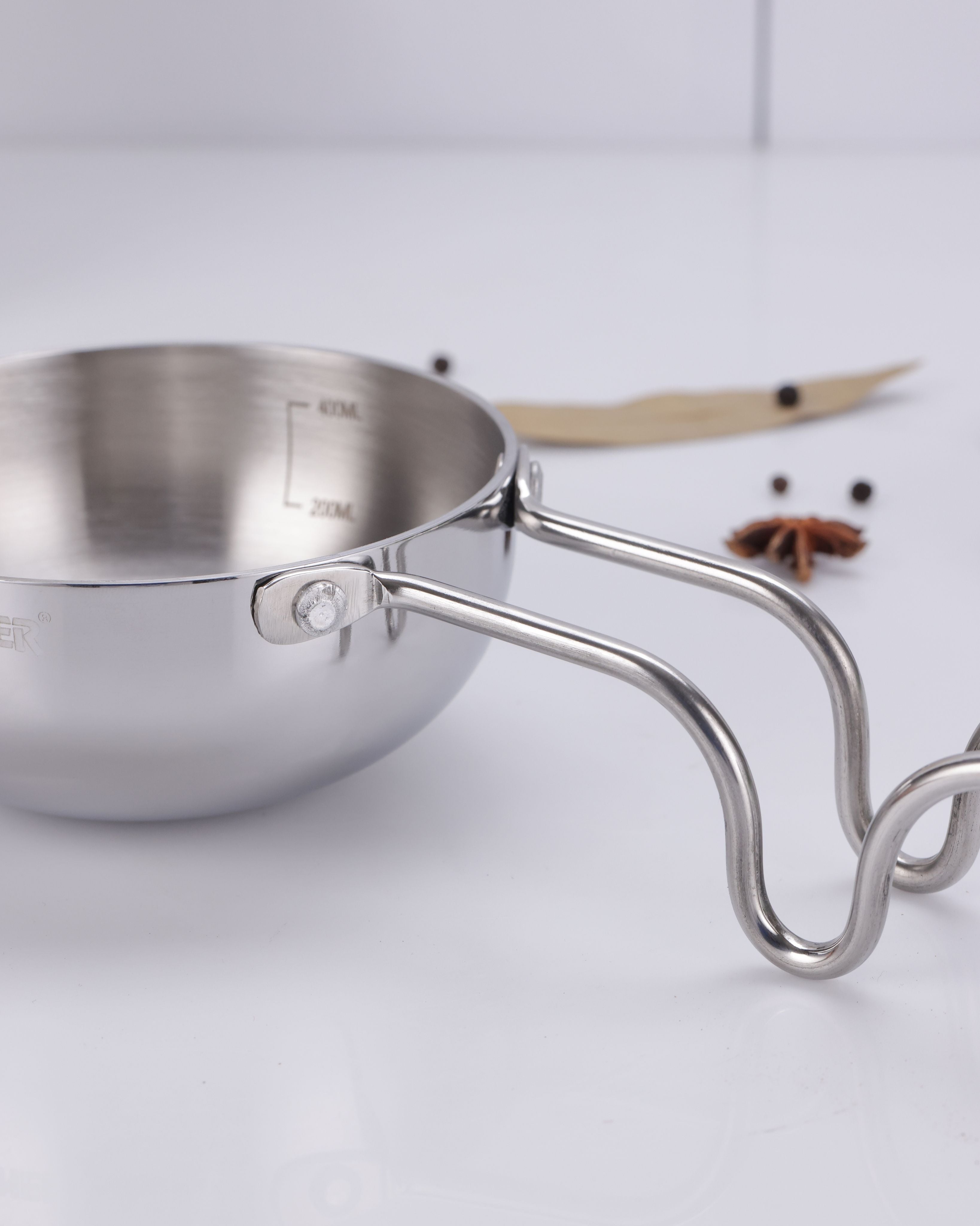 Argent Tri-Ply Stainless Steel 12cm Tadka Pan - 0.5L