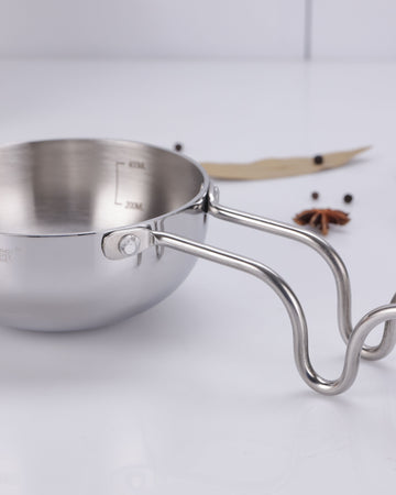 Argent Tri-Ply Stainless Steel 12cm Tadka Pan - 0.5L