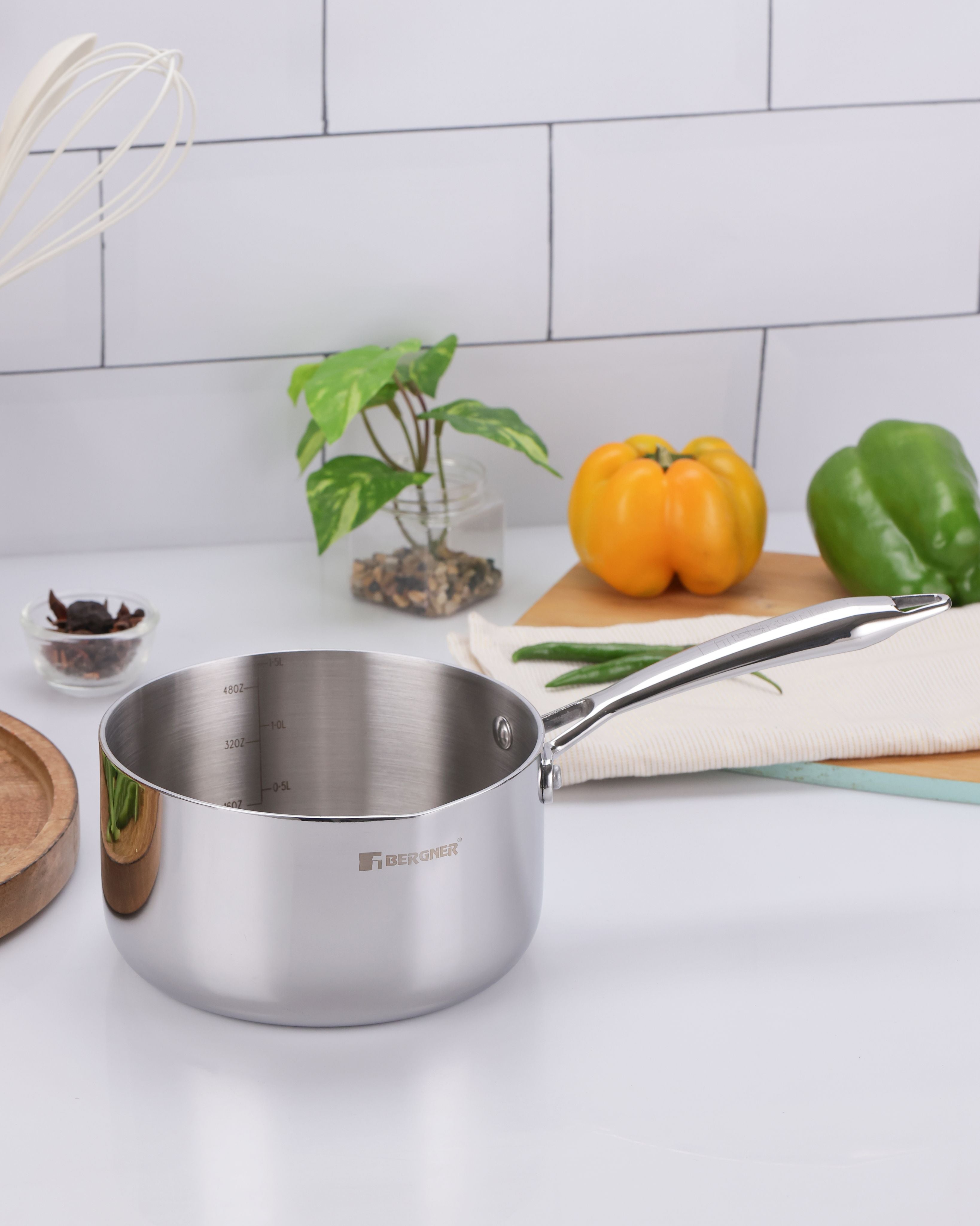 Argent Tri-Ply Stainless Steel 16cm Milkpan/Saucepan - 1.7L