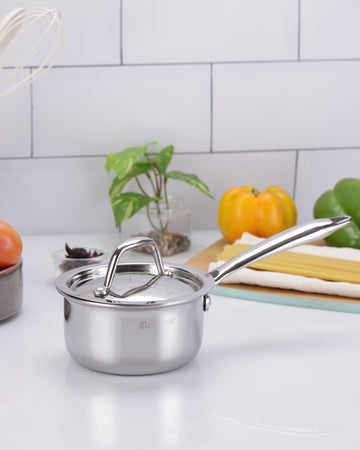 Argent Junior Chef Tri-Ply Stainless Steel 12cm Saucepan with Lid - 0.8L