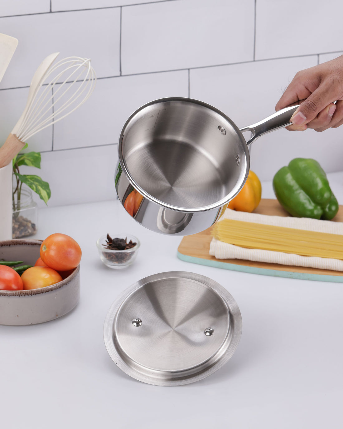 Argent Tri-Ply Stainless Steel 14cm Saucepan with Lid - 1L