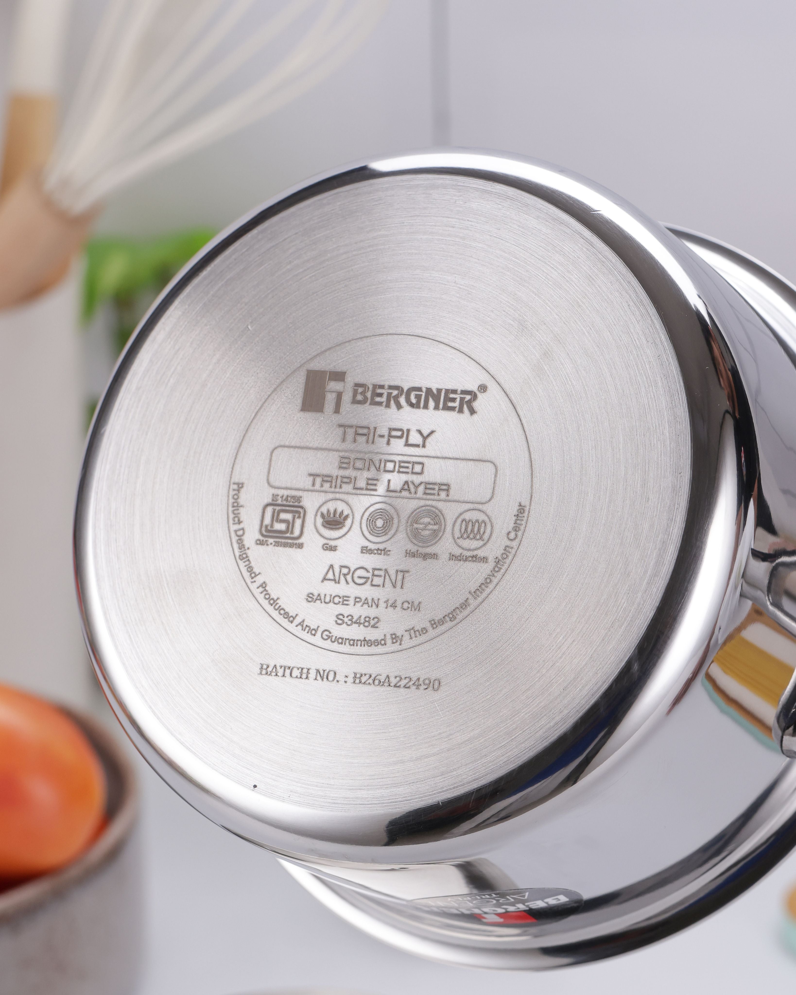 Argent Tri-Ply Stainless Steel 14cm Saucepan with Lid - 1L