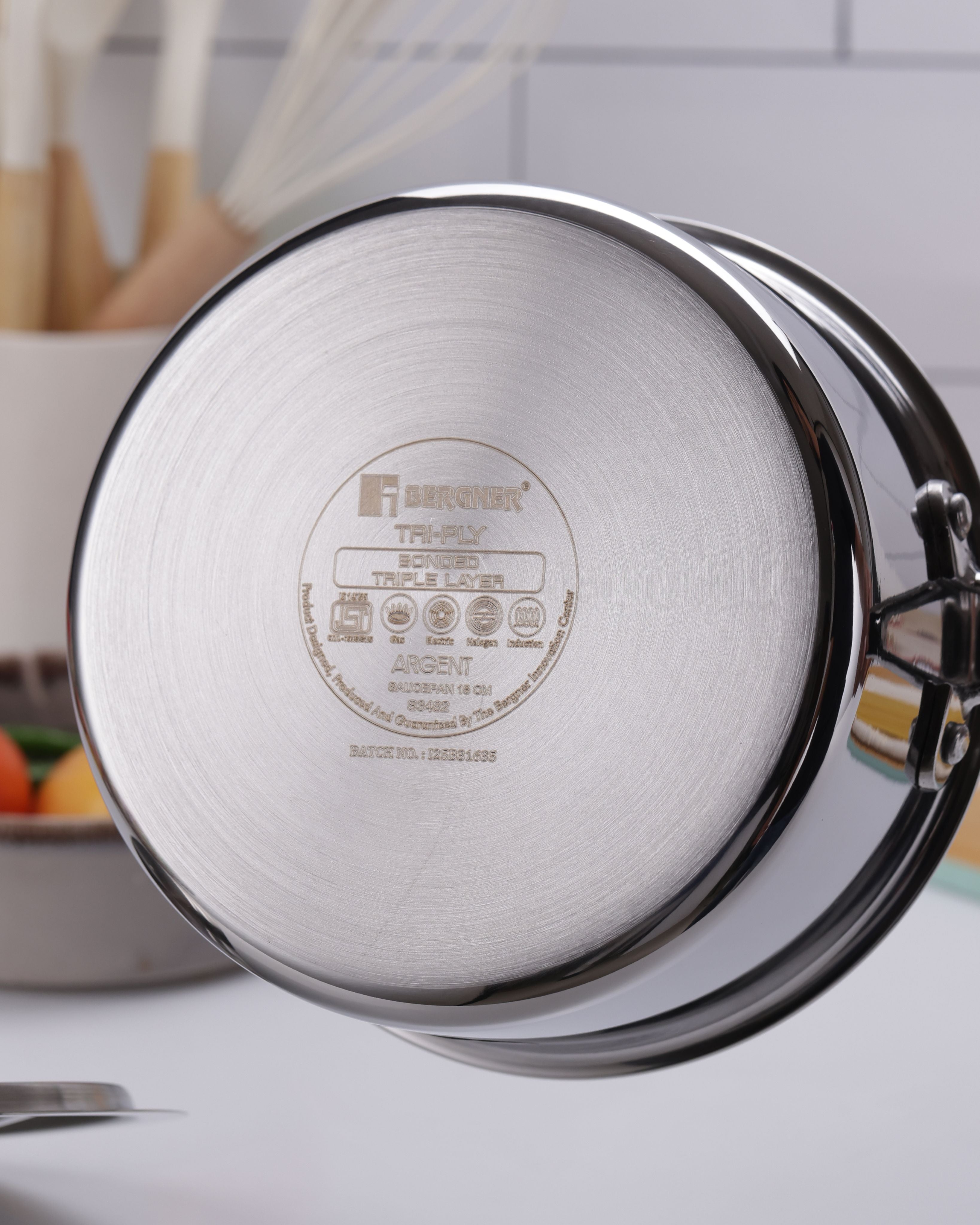 Argent Tri-Ply Stainless Steel 18cm Saucepan with Lid - 2.2L