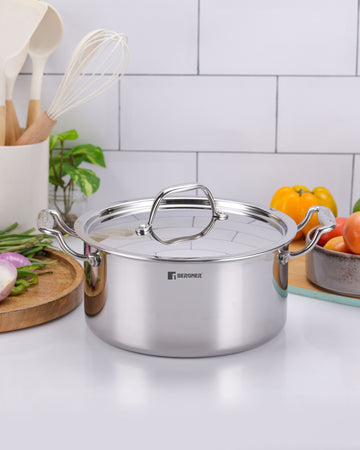 Argent Tri-Ply Stainless Steel 22cm Casserole with Lid - 4.1L