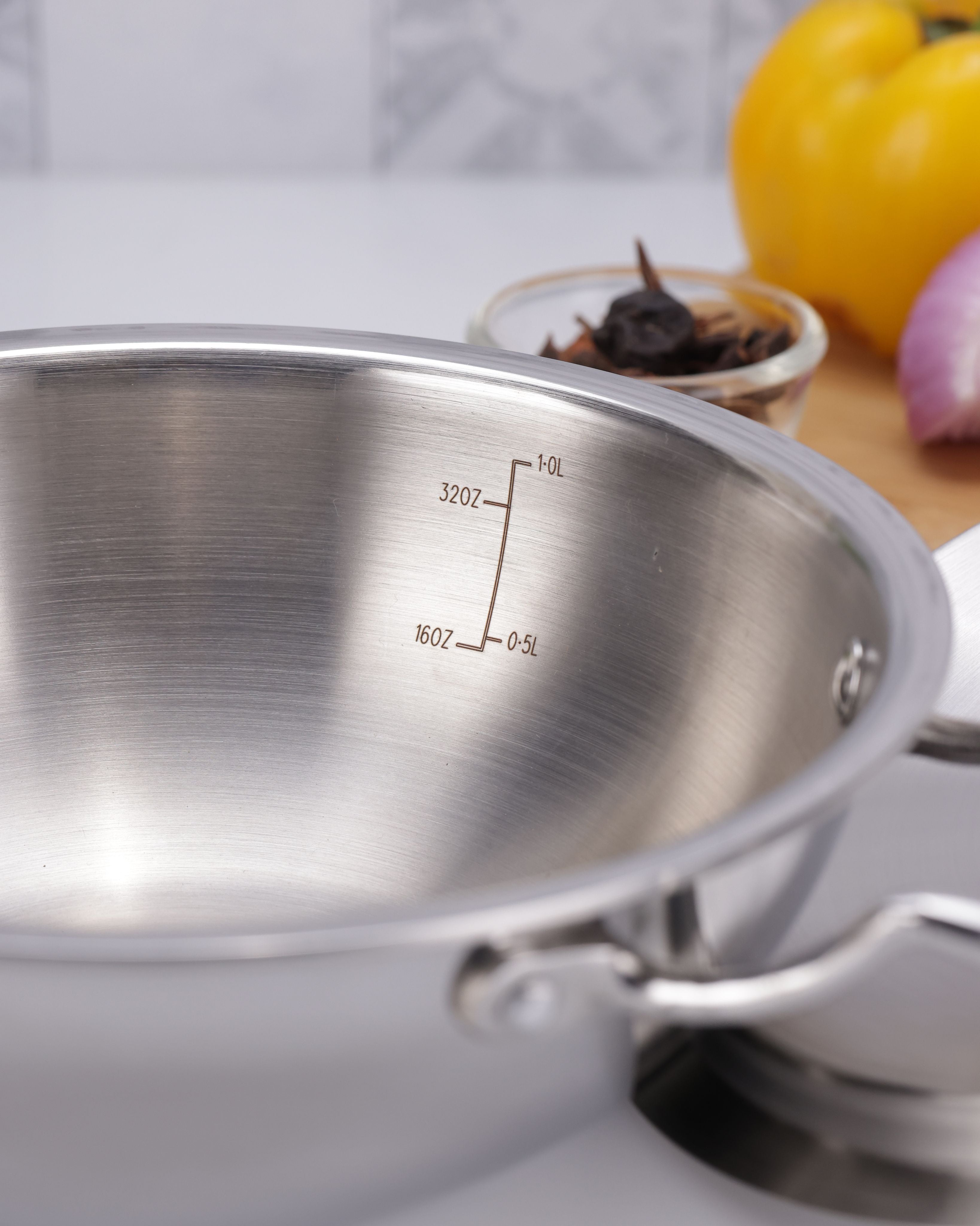 Argent Junior Chef Tri-Ply Stainless Steel 18cm Kadai with Lid - 1.5L