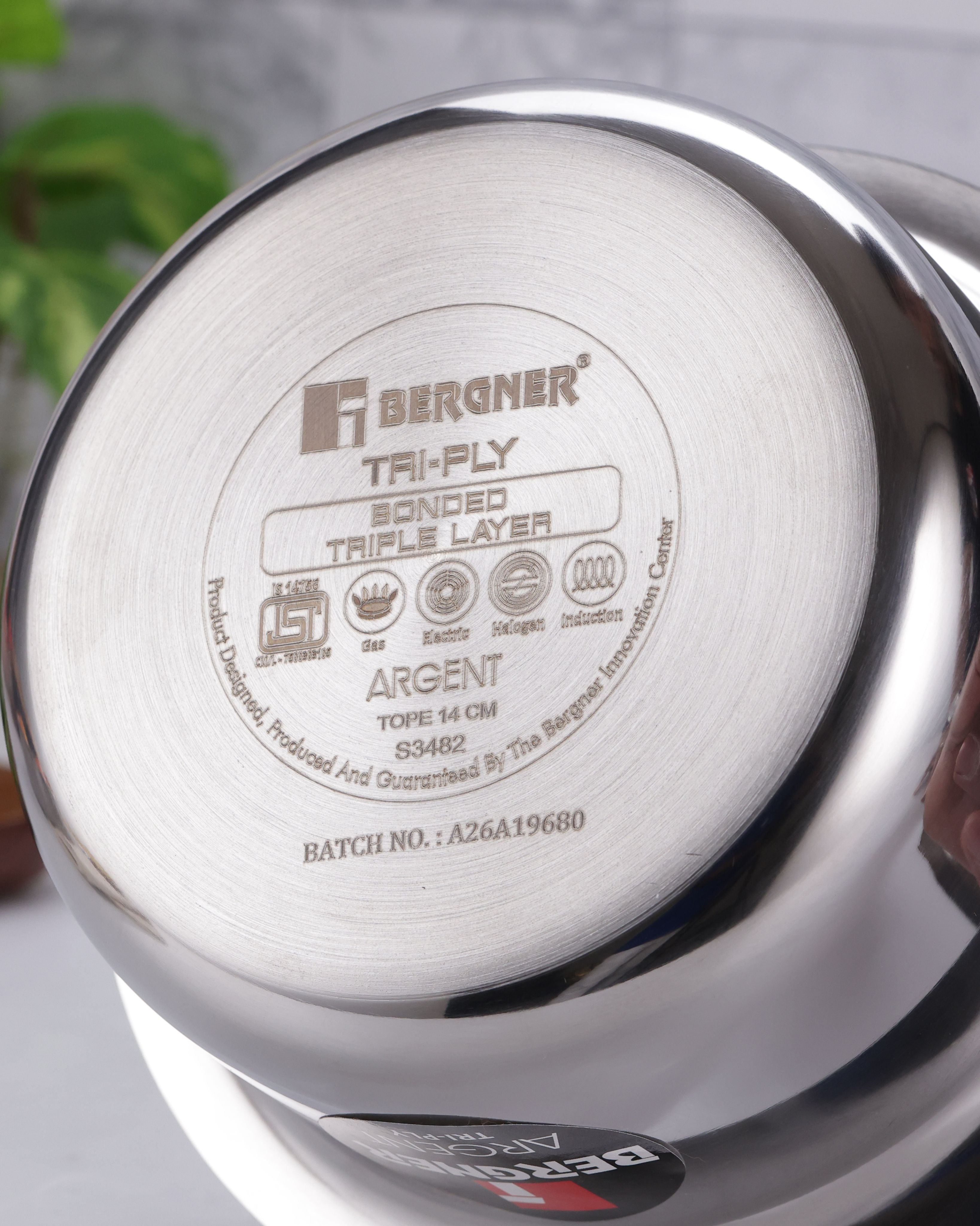 Argent Tri-Ply Stainless Steel 14cm Tope with Lid - 1.2L