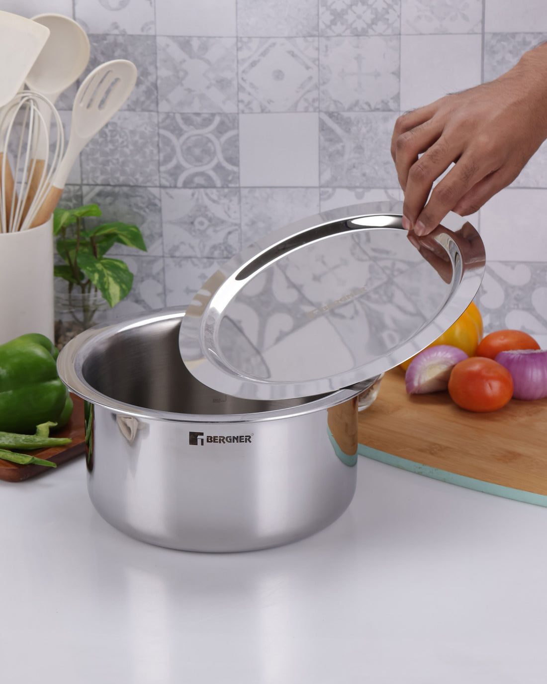 Argent Tri-Ply Stainless Steel 20cm Tope with Lid - 3.7L