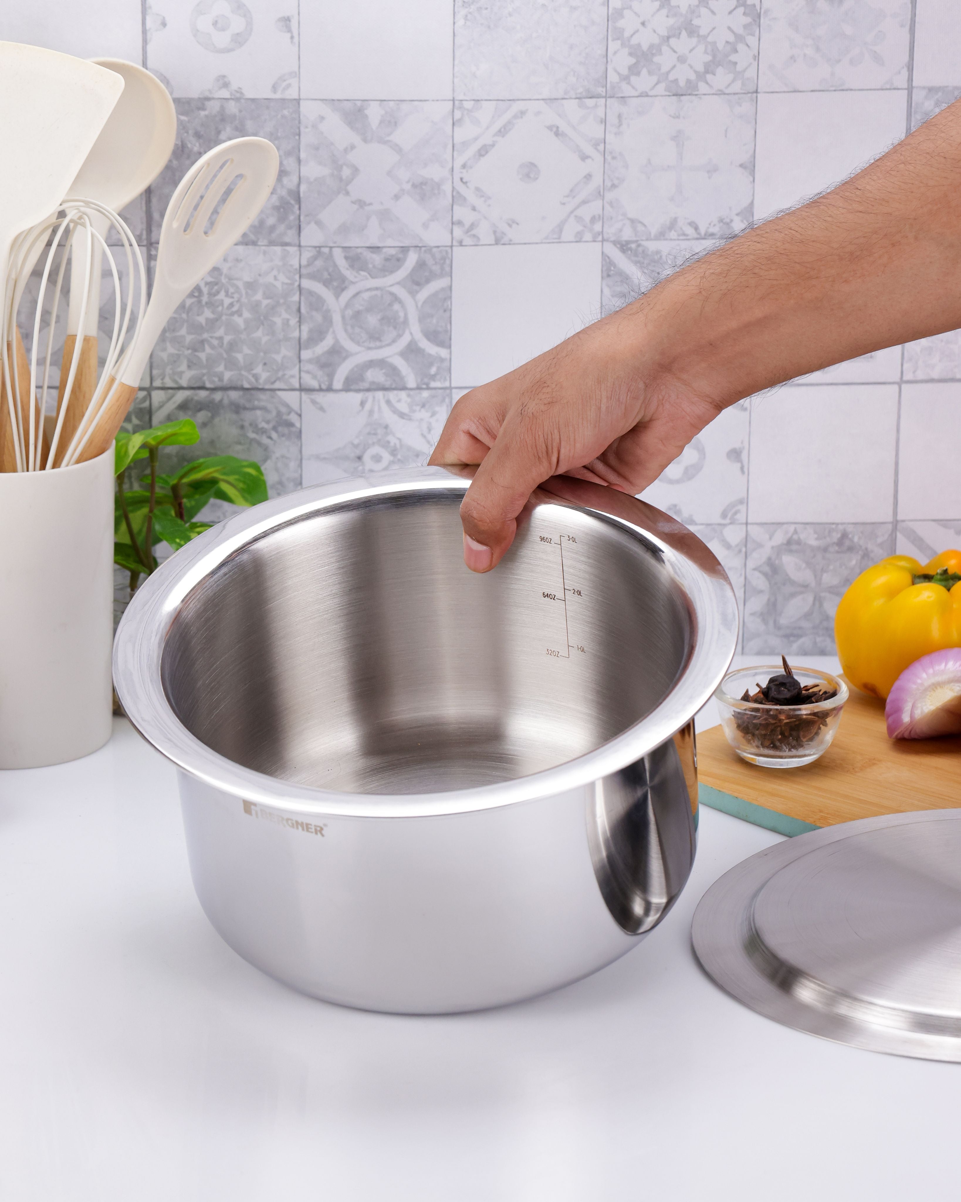 Argent Tri-Ply Stainless Steel 20cm Tope with Lid - 3.7L