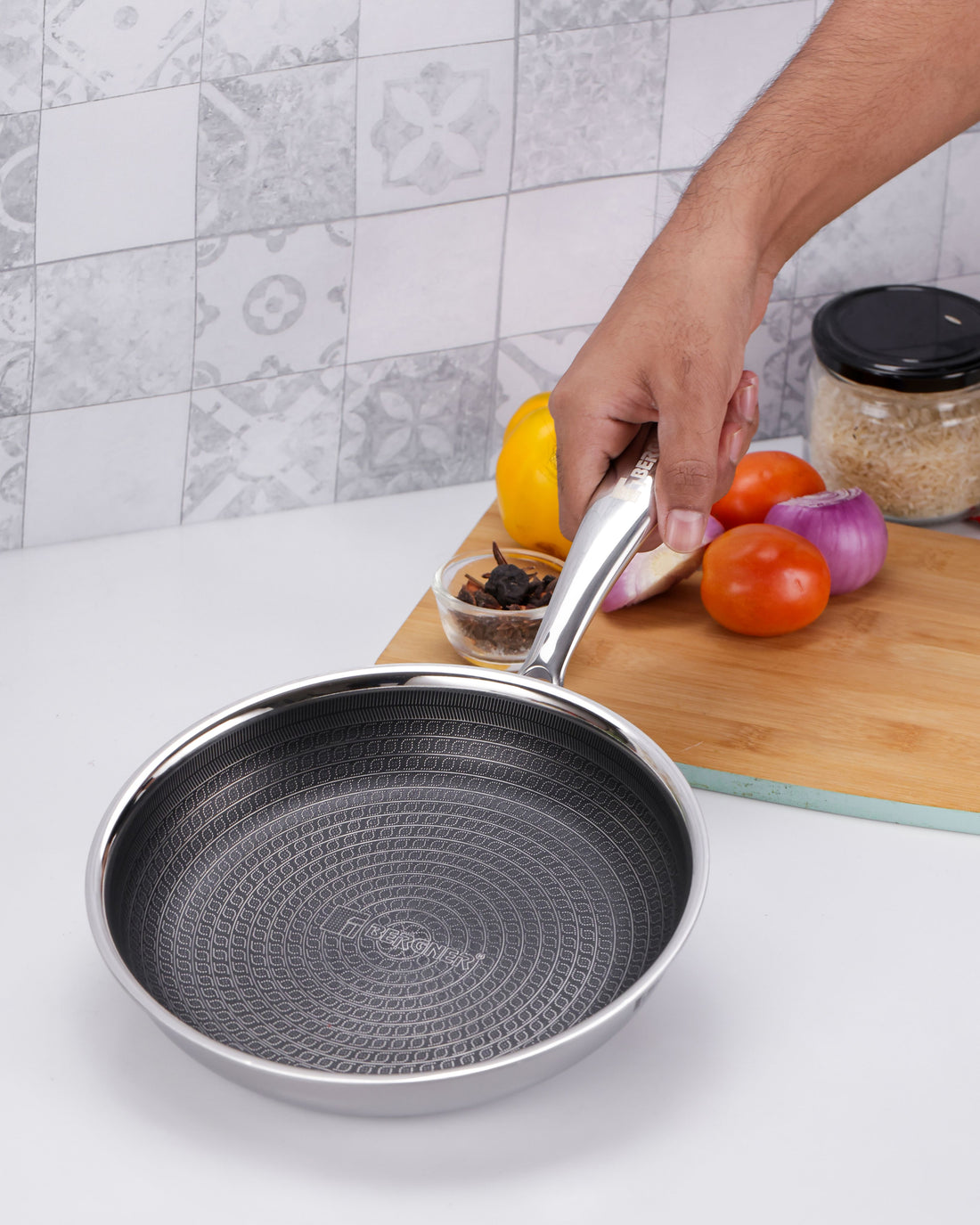 Hitech Prism Non-Stick Stainless Steel 20cm Fry Pan