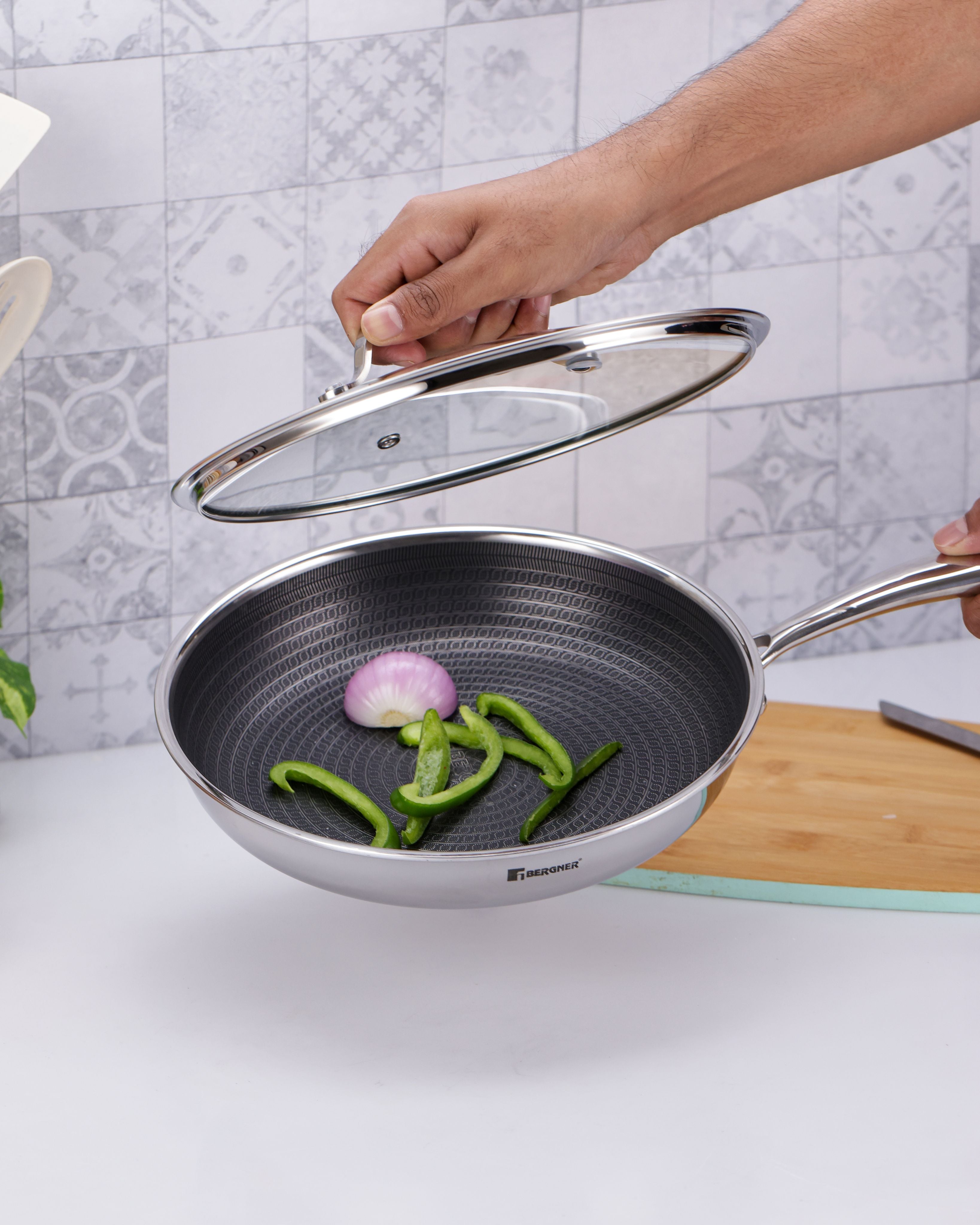 Hitech Giro TriPly 24cm Frypan with Glass Lid