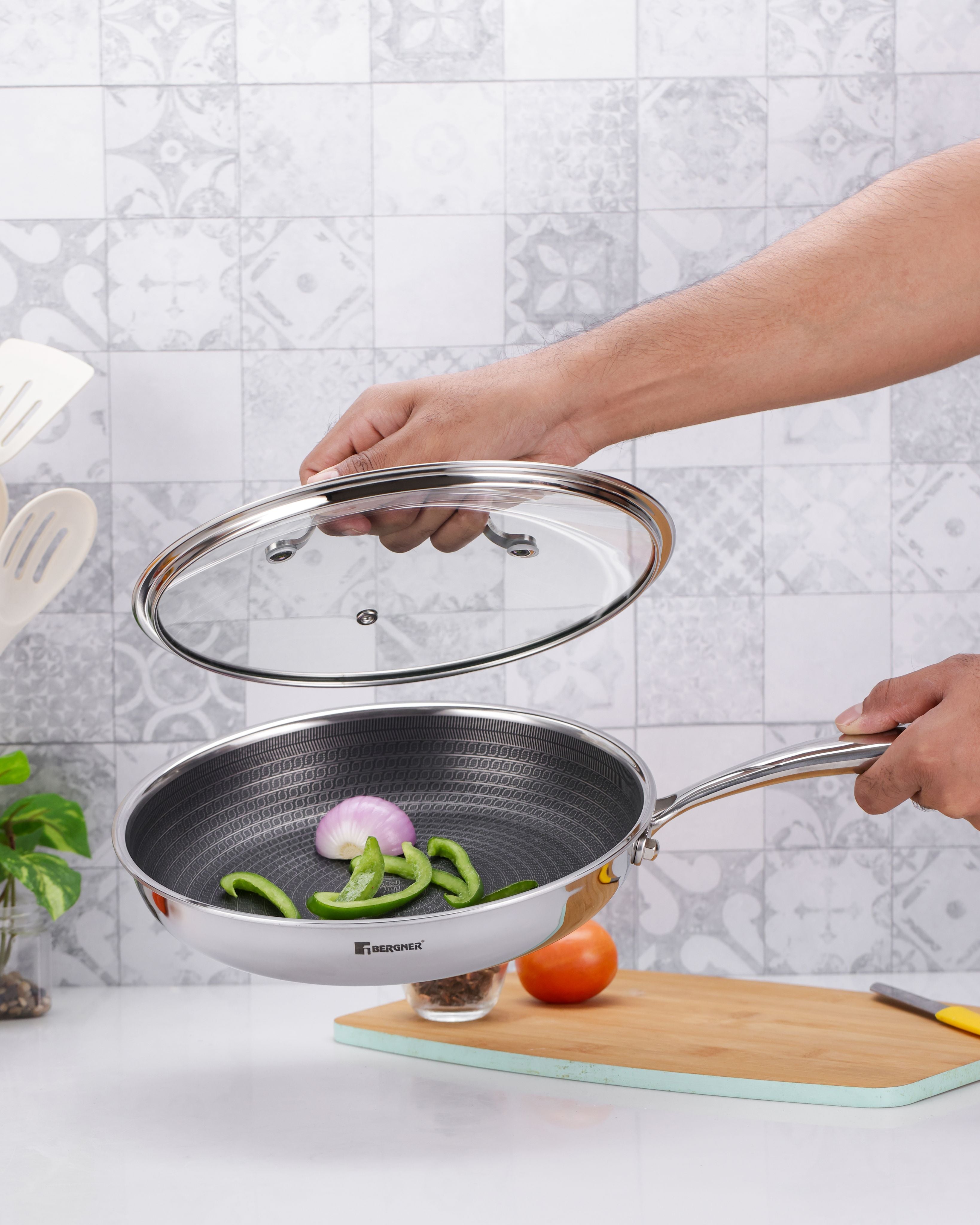 Hitech Giro TriPly 24cm Frypan with Glass Lid
