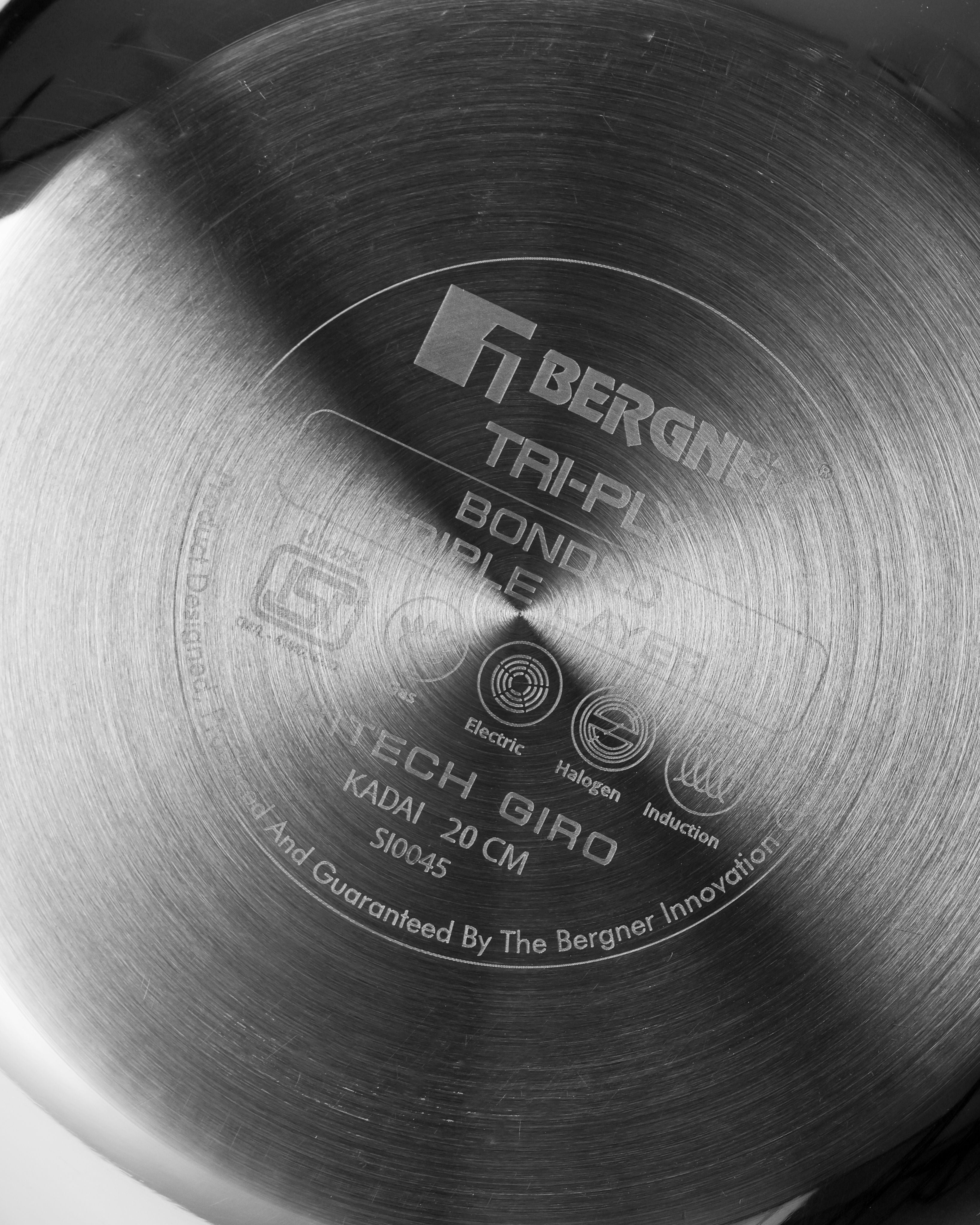 Hitech Tri-Ply Stainless Steel Non-Stick 20cm Kadhai with Glass Lid - 1.5L
