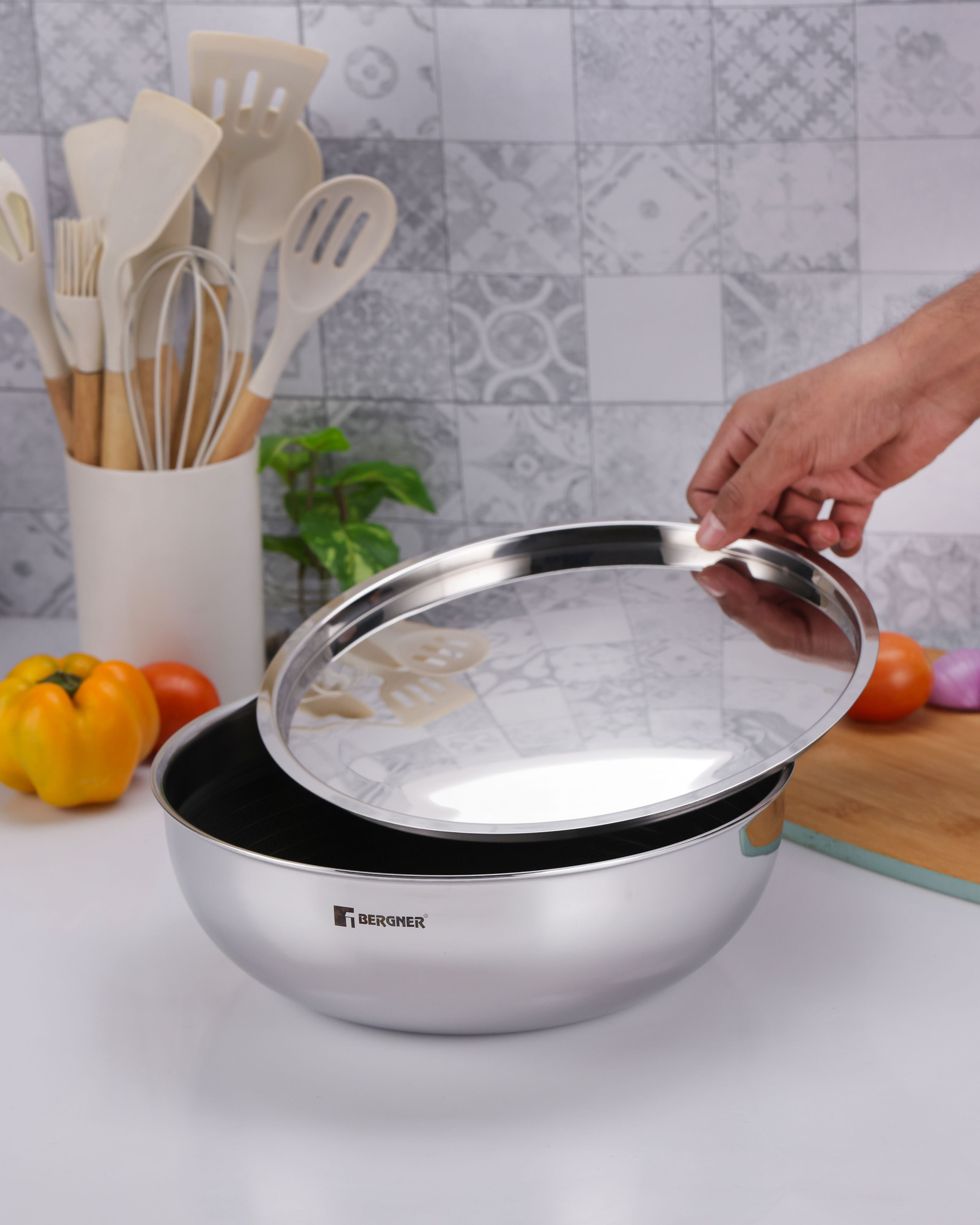 Hitech Tri-Ply Stainless Steel Non-Stick 26cm Tasra with Lid - 3.6L