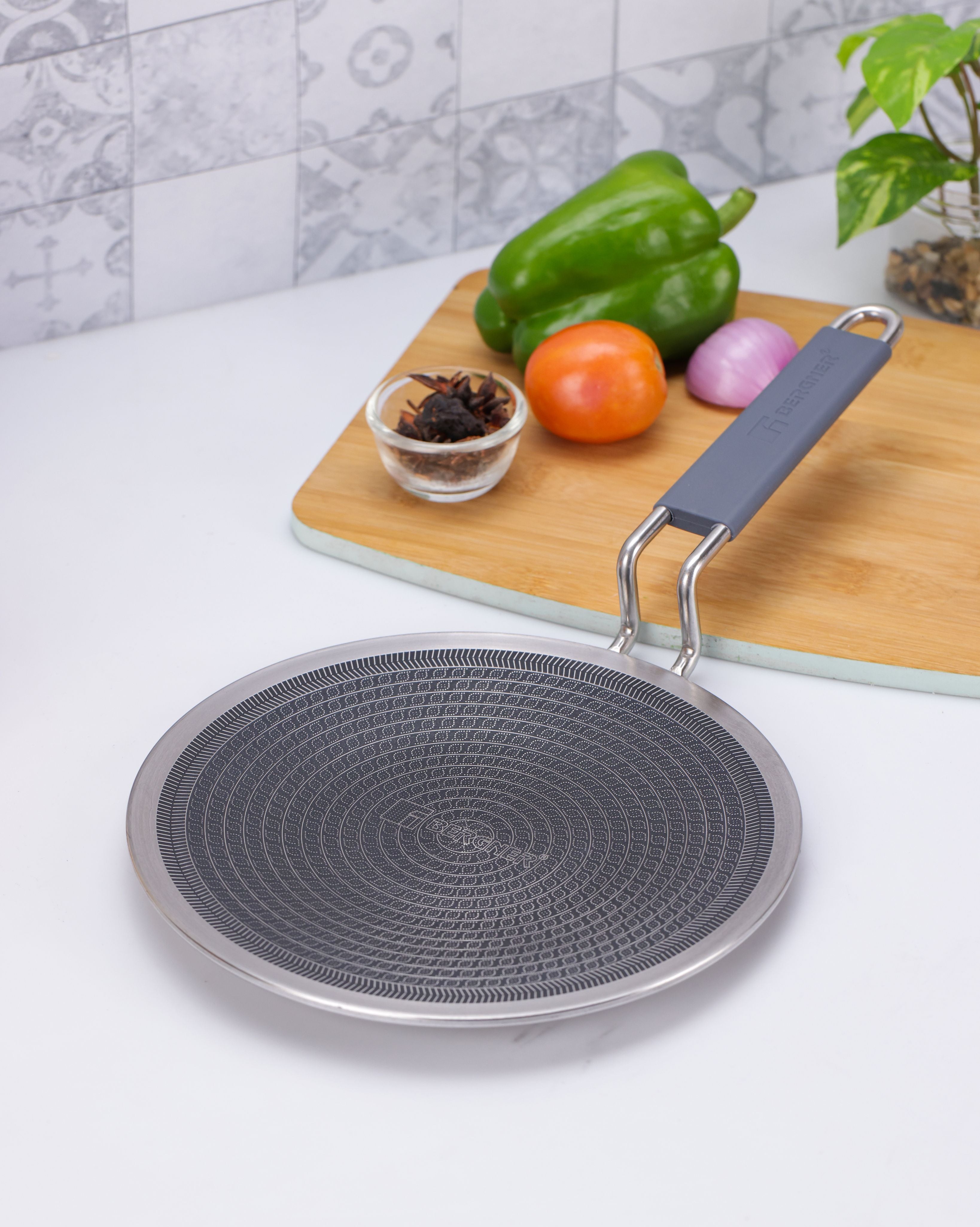 Hi-Tech Tri-Ply Stainless Steel Non-Stick 22cm Roti Tawa