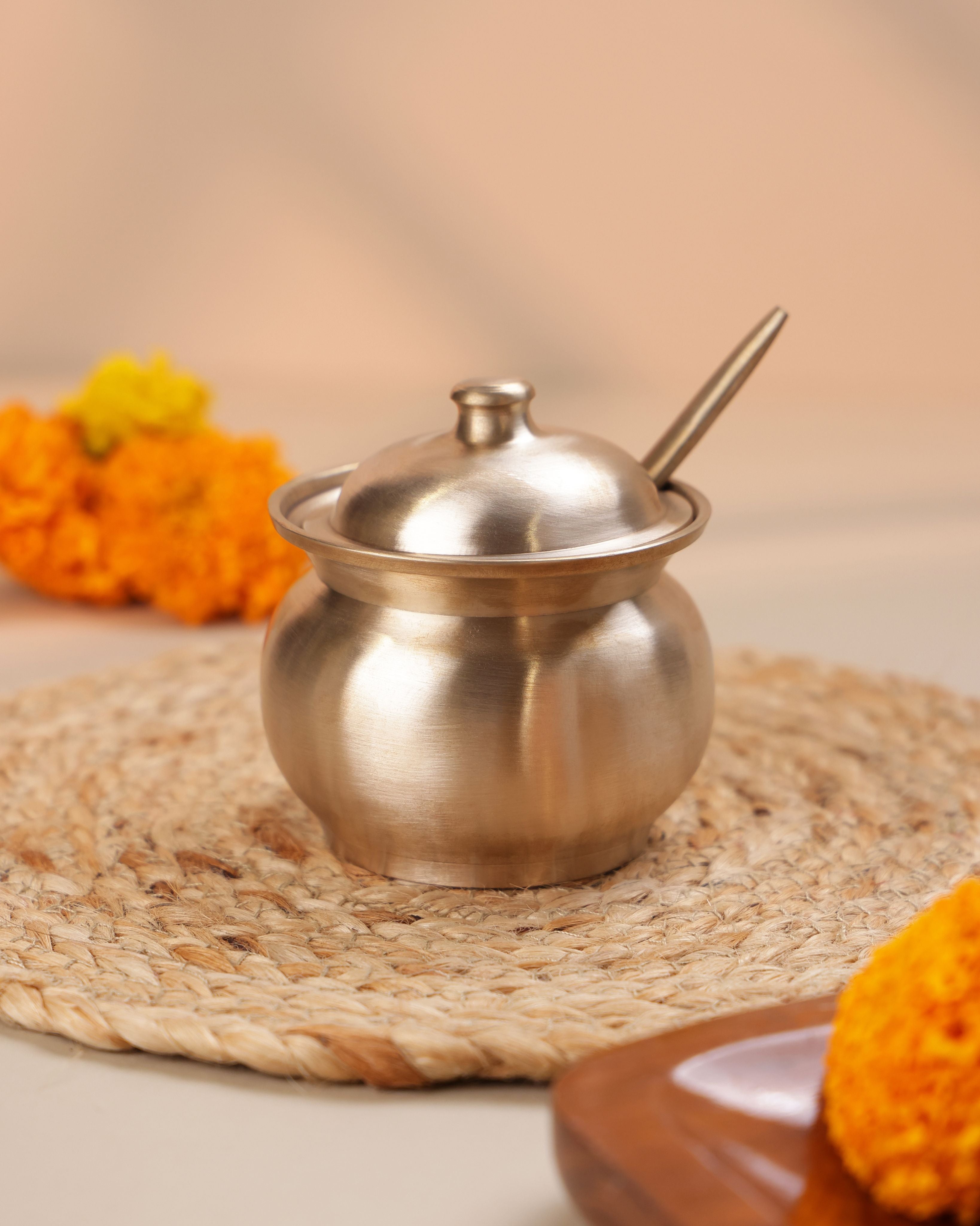 Bronze Ghee Loti with Spoon, 220ml