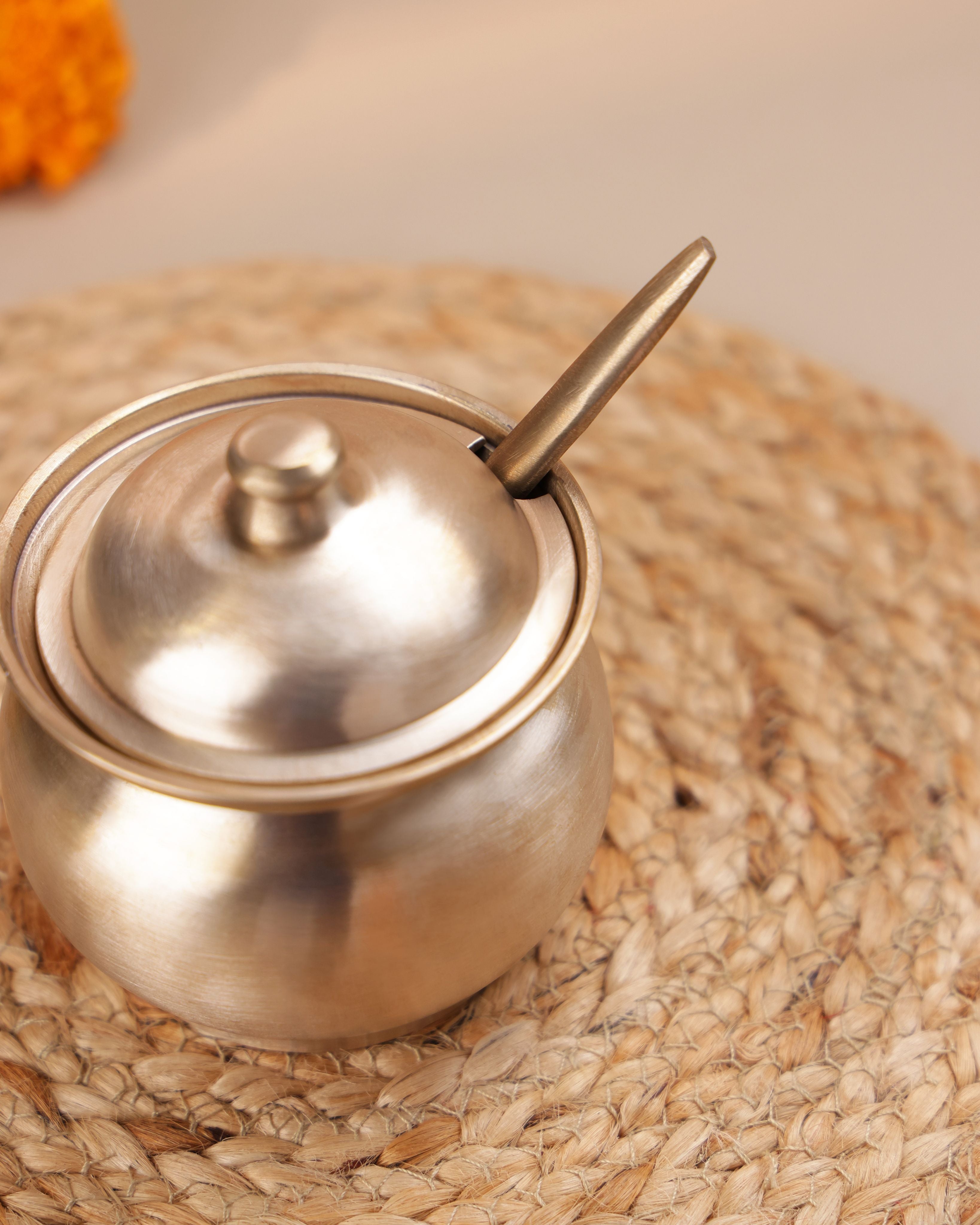 Bronze Ghee Loti with Spoon, 220ml