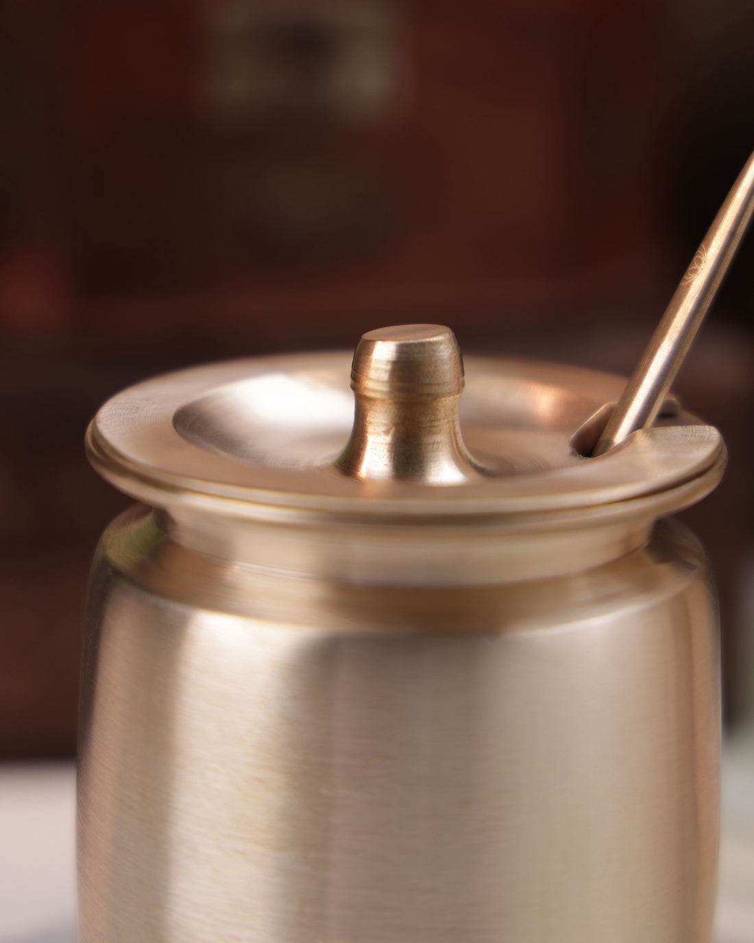Bronze Oil Loti with Lid and Spoon, 400ml