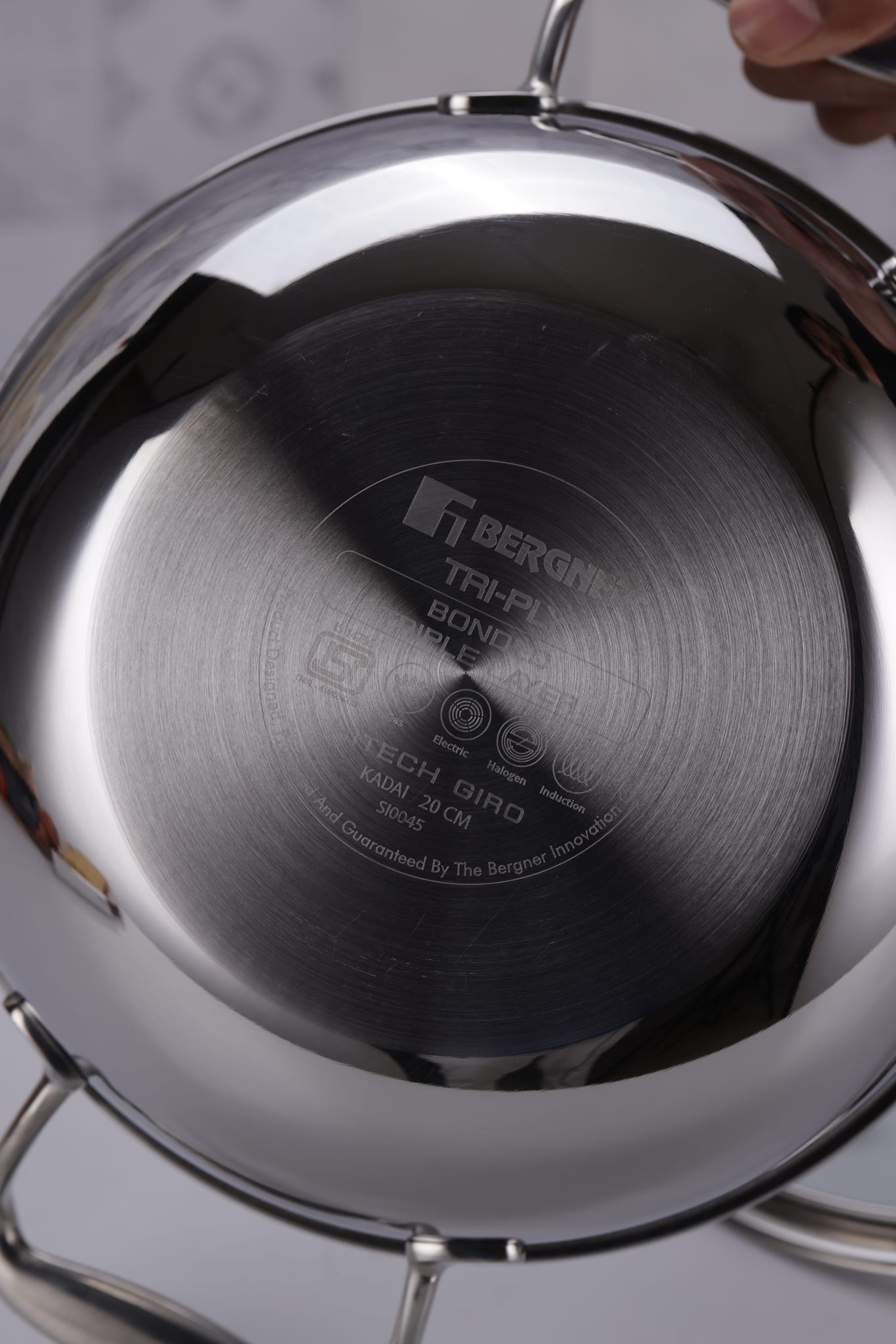 Hitech Tri-Ply Stainless Steel Non-Stick 20cm Kadhai with Glass Lid - 1.5L - 4
