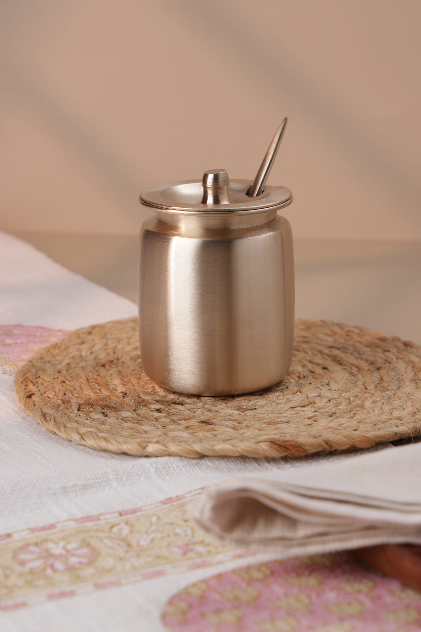 Bronze Oil Loti with Lid and Spoon, 400ml - 1