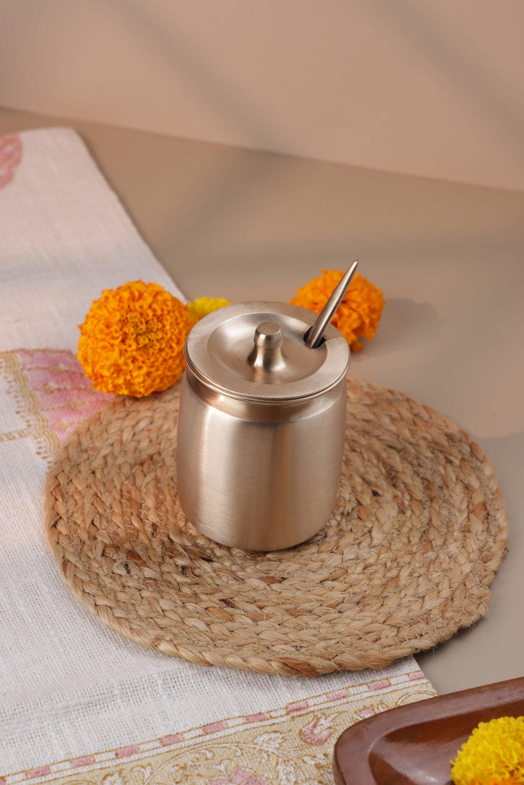 Bronze Oil Loti with Lid and Spoon, 400ml - 2
