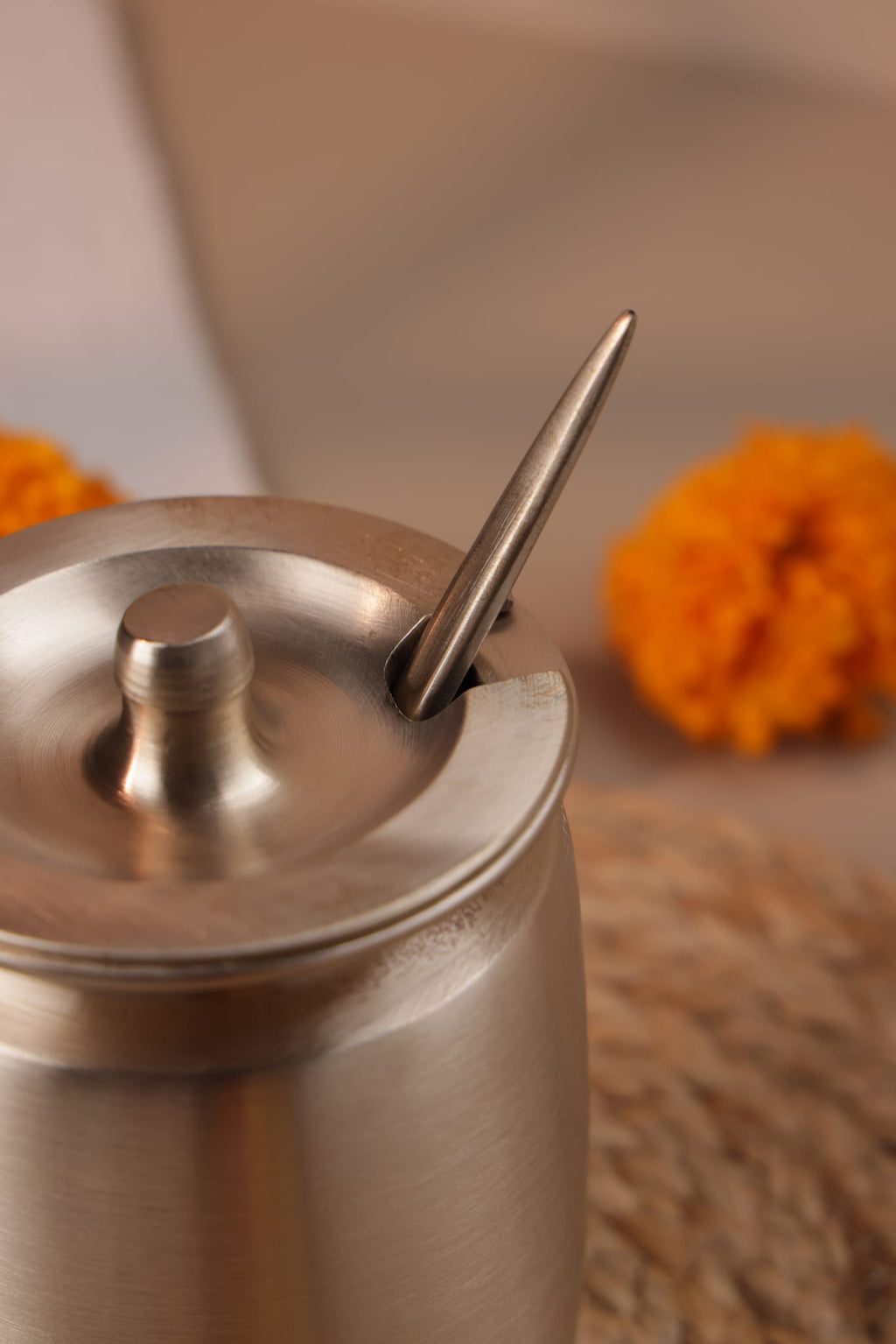 Bronze Oil Loti with Lid and Spoon, 400ml - 3